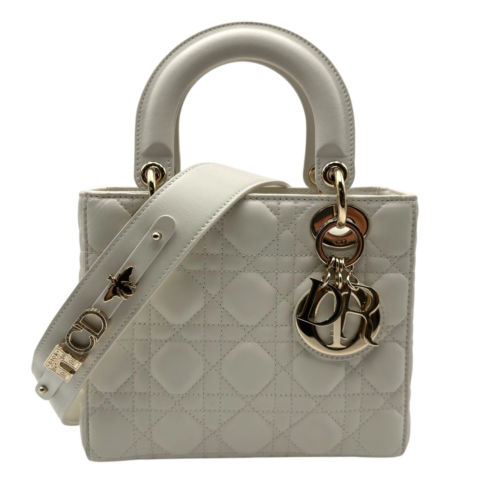 クリスチャン・ディオール Christian Dior MY ABCDIOR バッグスモール M05380NGE ホワイト カナージュラムスキン レディース ショルダーバッグ
