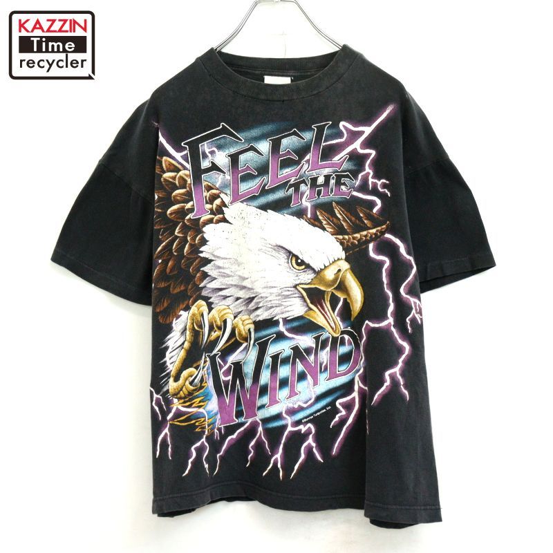 90s vintage アメリカンサンダー AMERICAN THUNDER イーグル サンダー プリント 半袖Ｔシャツ メンズ 表記Lサイズ