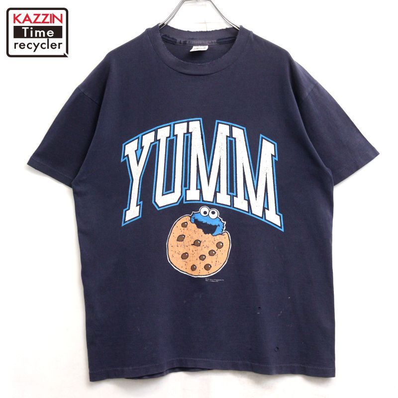 90s USA製 vintage セサミストリート Sesame Street Anvil クッキーモンスター 半袖Ｔシャツ メンズ 表記Lサイズ