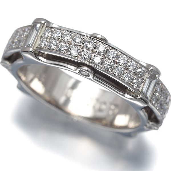 イーノス リング ダイヤ ダイヤモンド 0.885ct/0.429ct パヴェ バゲット 2種カット 14号 Pt900 #199181
