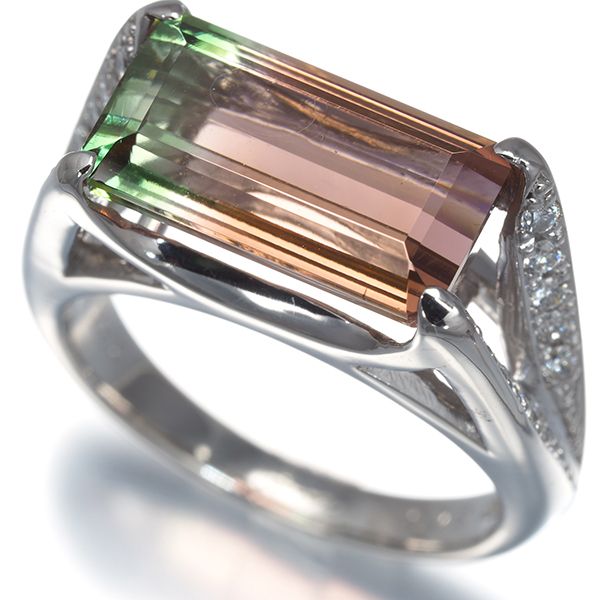 バイカラートルマリン 5.05ct ダイヤ ダイヤモンド 0.22ct リング Pt900 ソーティング #199118