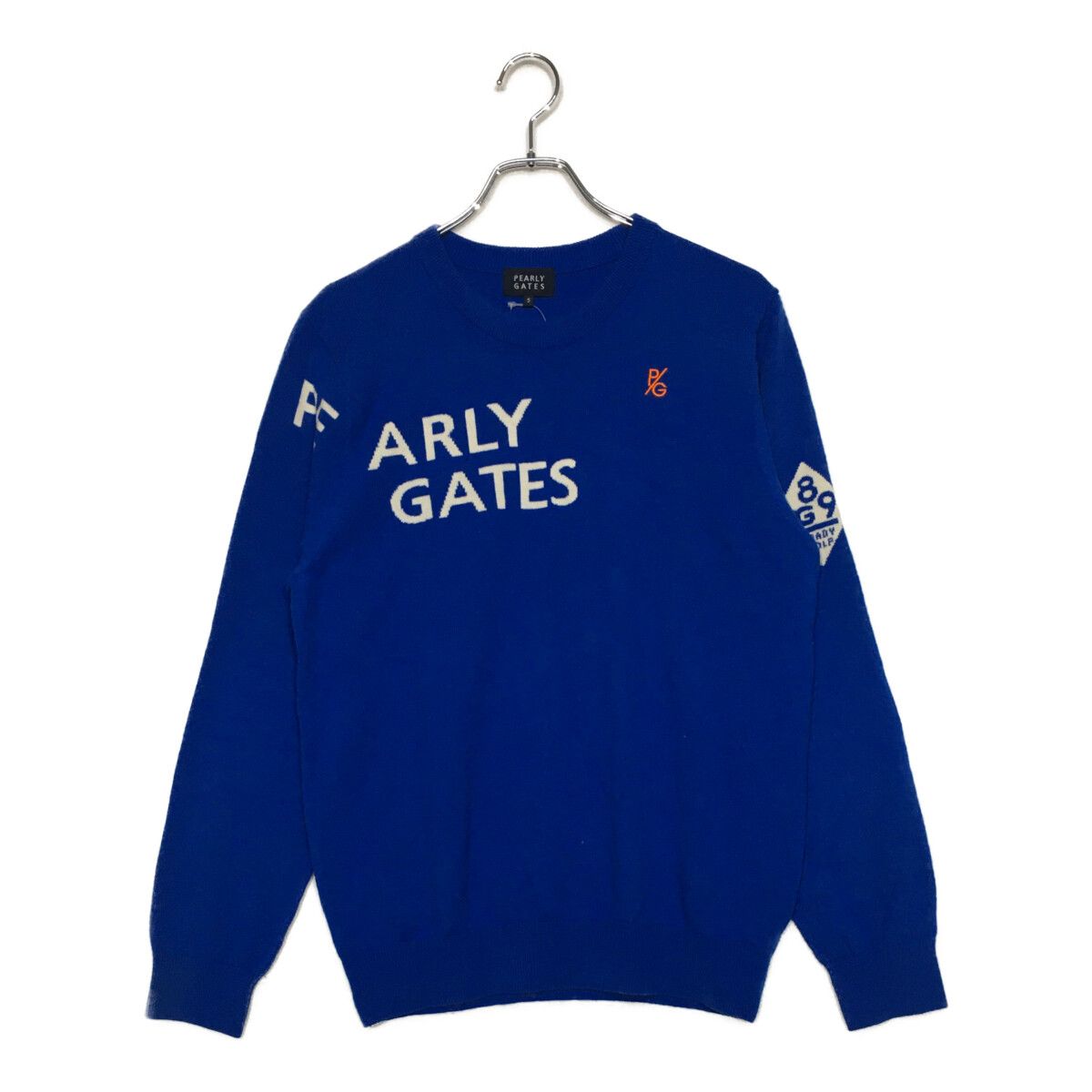 中古 メンズ パーリーゲイツ PEARLY GATES セーター 5(L) 青 ブルー カシミヤ混 クルーネック