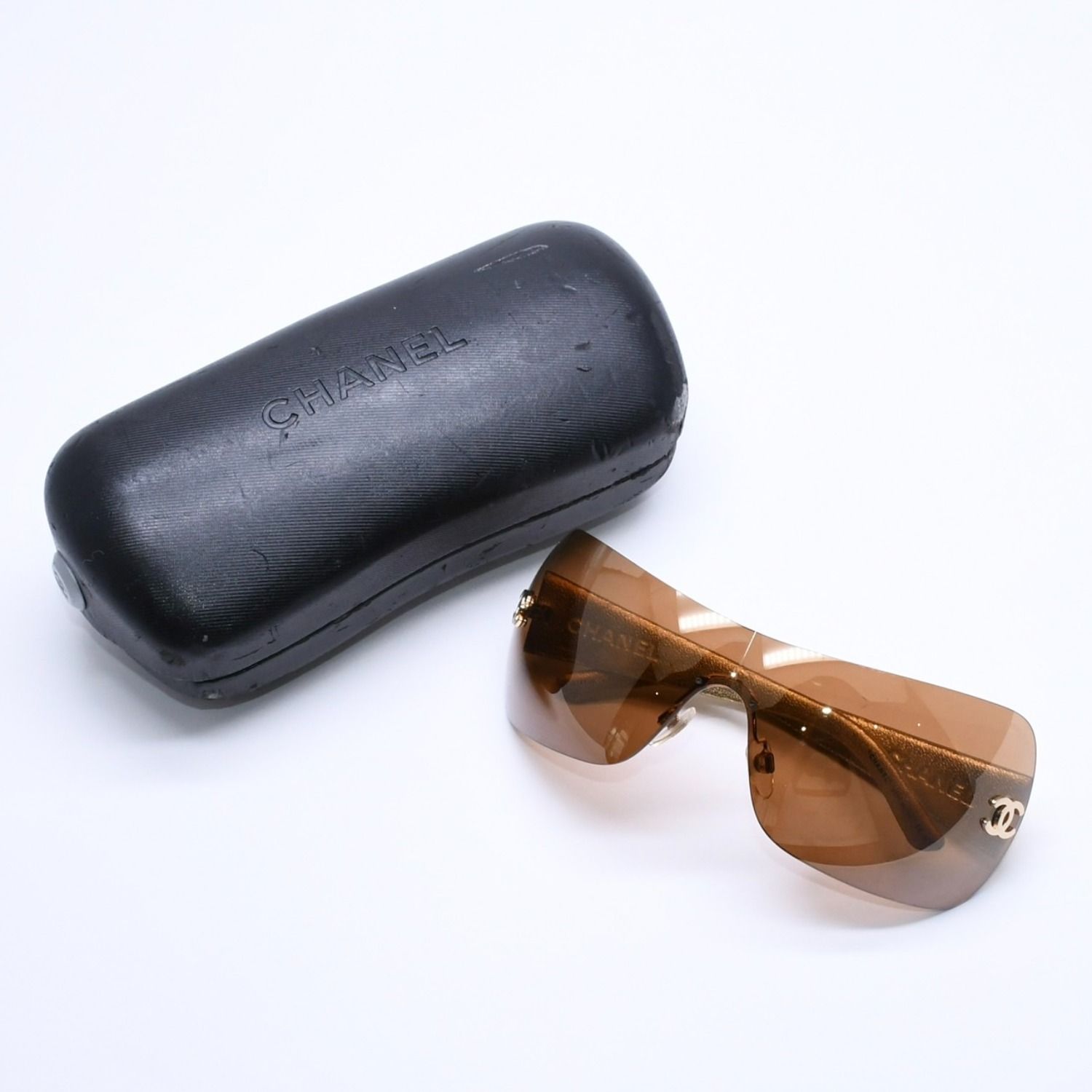 極美品 CHANEL シャネル シールドサングラス アイウェア 4157-Q c.370/6H サイズ120 ココマーク マトラッセテンプル 中古 4a004477 35,750円