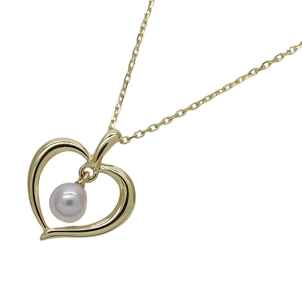 ミキモト MIKIMOTO ネックレス レディース ブランド K18 アコヤパール 真珠 ハート ゴールド ジュエリー 磨き済み 【中古】 41,275円