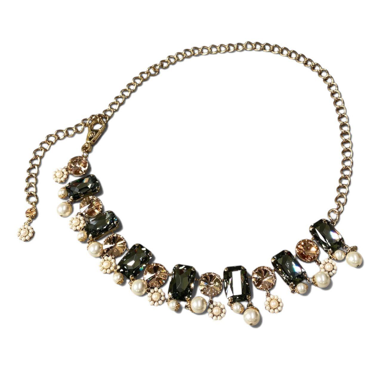h12《美品》 DOLCE＆GABBANA ドルチェアンドガッバーナ クリスタルストーン パール チェーンベルト ゴールド レディースu02t