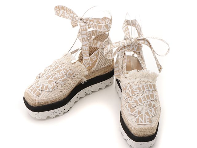 Stella McCartney ステラマッカートニー ガイア プラットフォーム エスパドリーユ /37/アイボリ-/ベージュ/ラバー/コットン/ストロー 810054 レディース【中古】432 29,880円
