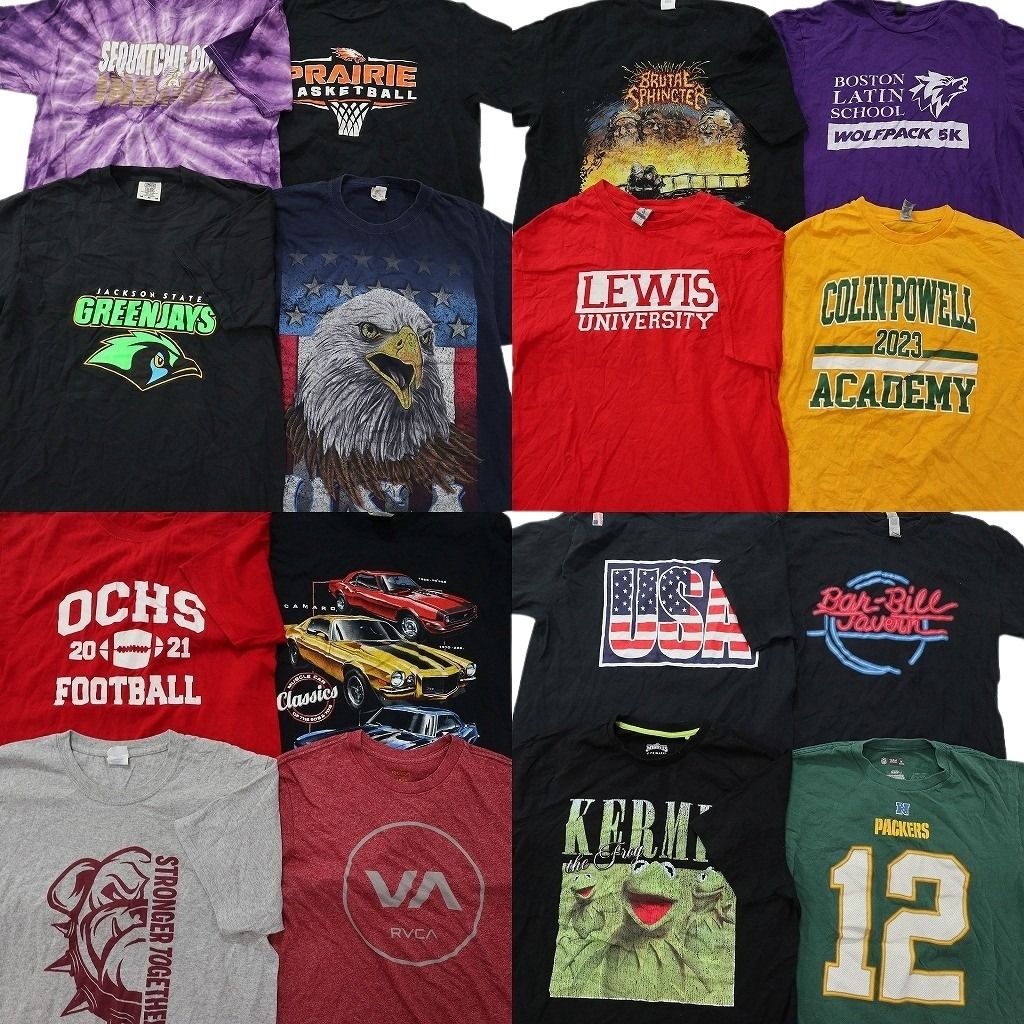 古着卸 まとめ売り プリント Tシャツ 16枚セット ( メンズ M ) プロチーム NFL パッカーズ アニマル カレッジ風ロゴ 中古 古着 NG1050