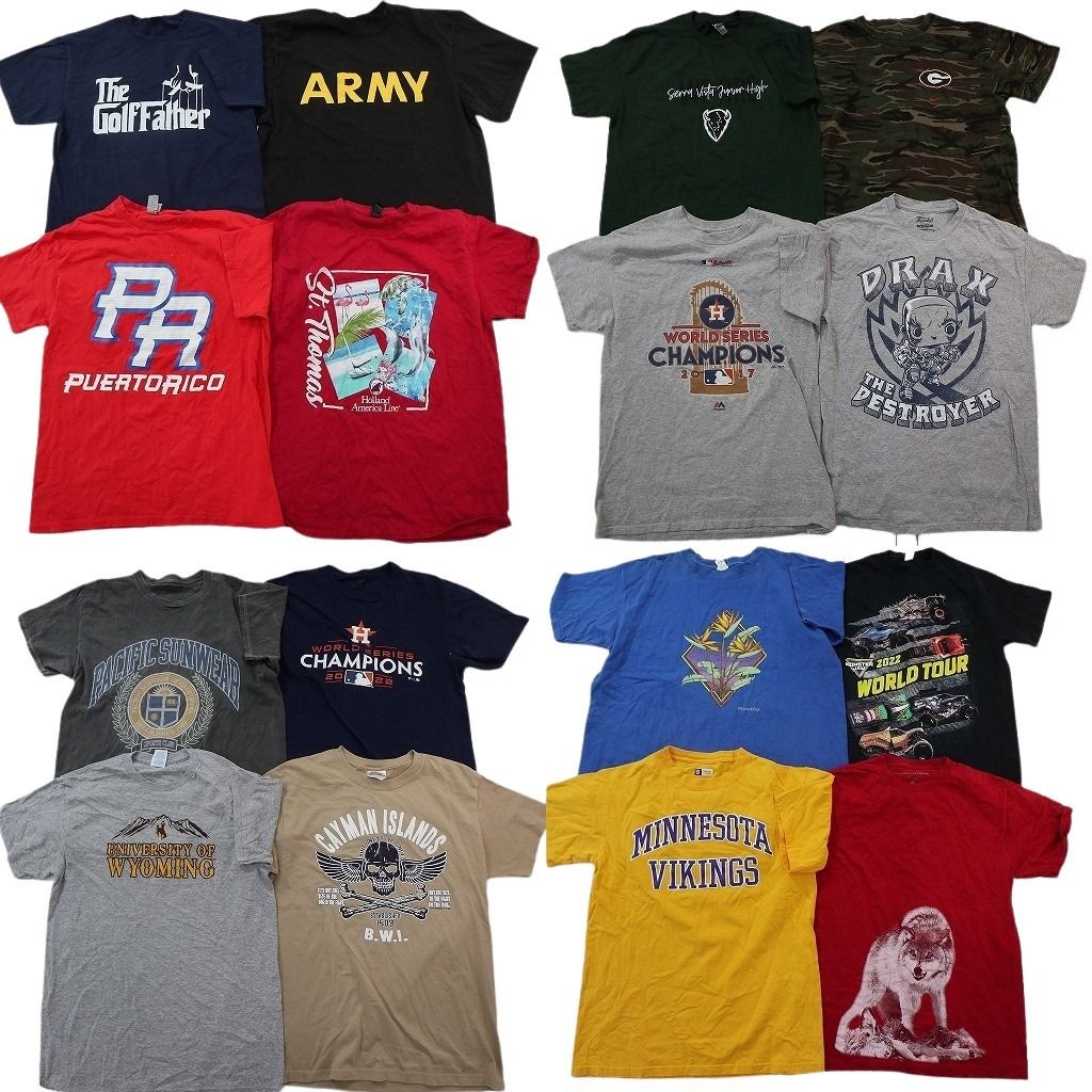 古着卸 まとめ売り プリント Tシャツ 16枚セット ( メンズ M ) プロチーム MLB NFL パッカーズ ミリタリー USARMY 中古 古着 NG1068