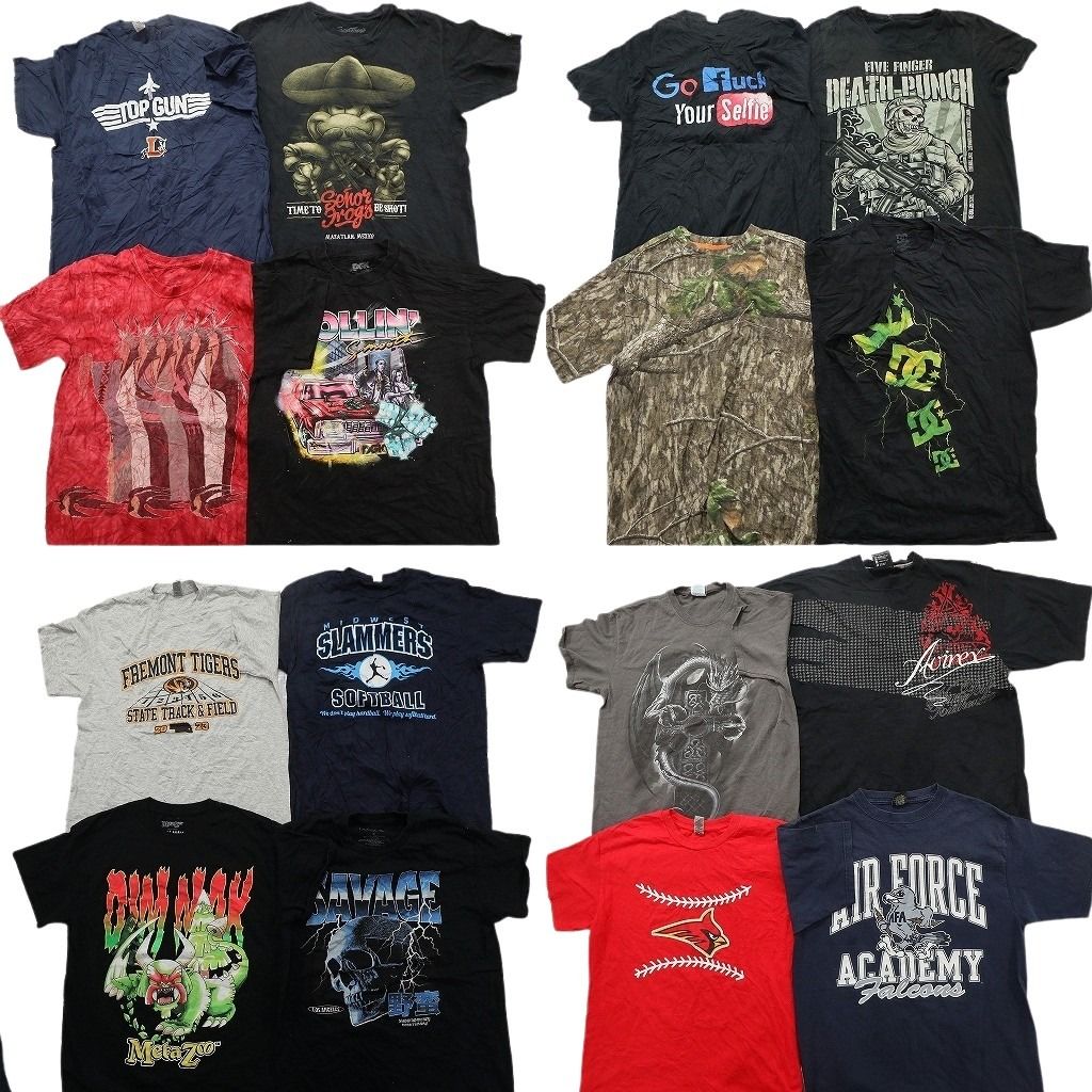 古着卸 まとめ売り プリント Tシャツ 16枚セット ( メンズ M ) 映画 トップガン リアルツリー ディーシー カレッジ風ロゴ 中古 古着 NG1120