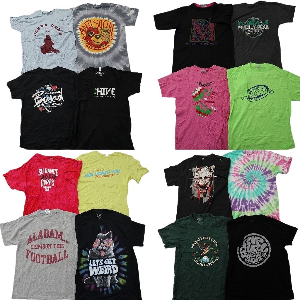 古着卸 まとめ売り プリント Tシャツ 16枚セット ( メンズ M ) アニマル カレッジ風ロゴ フットボール 英文字プリント 中古 古着 NG1174