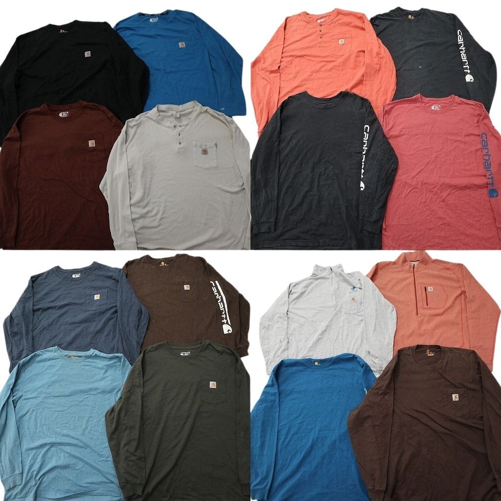 古着卸 まとめ売り カーハート 長袖Tシャツ 16枚セット ( メンズ 2XL ) ヘンリーネック ハーフジップ スタンドネック 中古 古着 NG1210 23,530円
