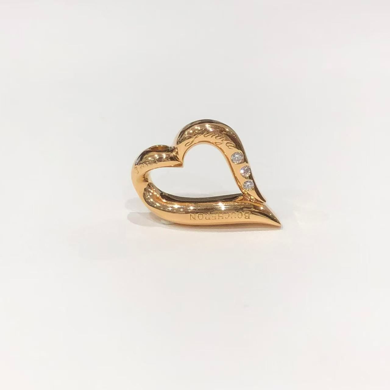 ブシュロン BOUCHERON ハートモチーフ ペンダントトップ 銀座3周年限定 K18PG ダイヤモンド【中古】