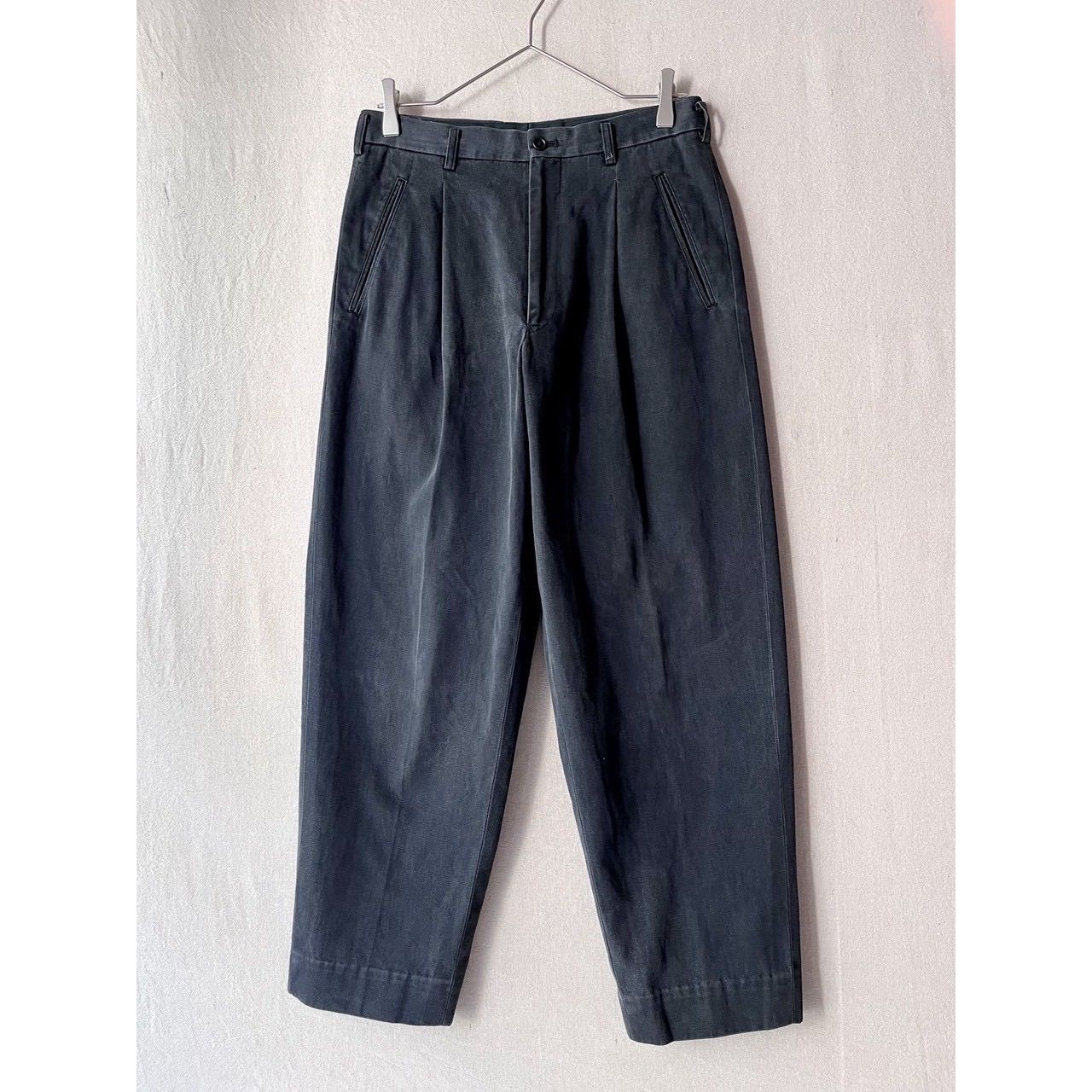 90s Y's for men スラックス / S コットン ブラック タック パンツ