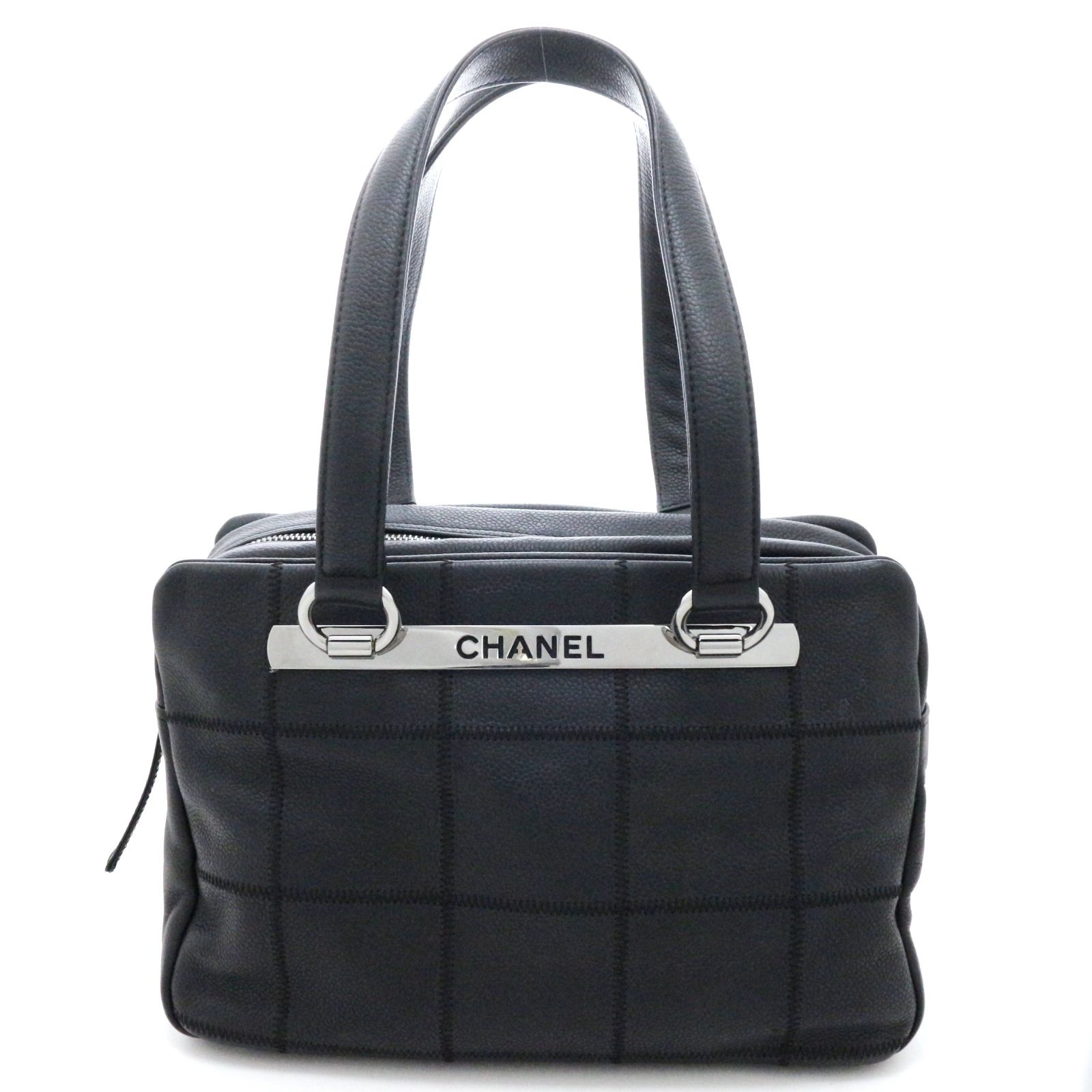 CHANEL シャネル チョコバー ミニボストンバッグ ハンドバッグ レザー ブラック レディース【中古】473