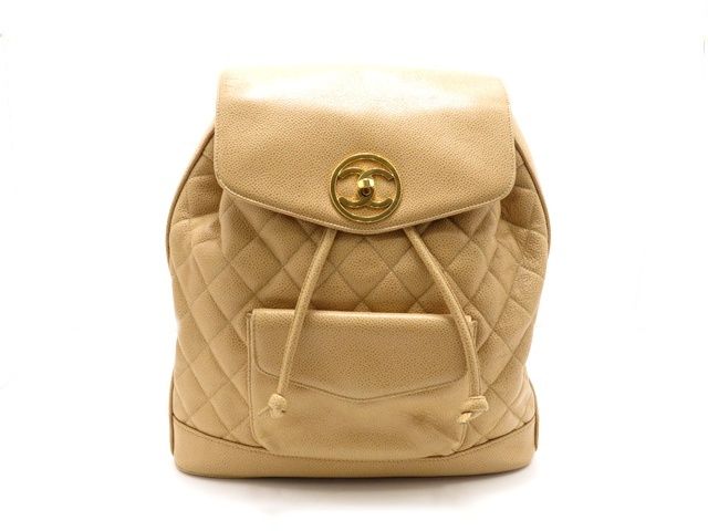 CHANEL シャネル バッグ マトラッセ リュックサック ベージュ/GP キャビア ﾊﾞｯｸﾞ リュック・デイパック レザー ベージュ レディース【中古】431 212,520円