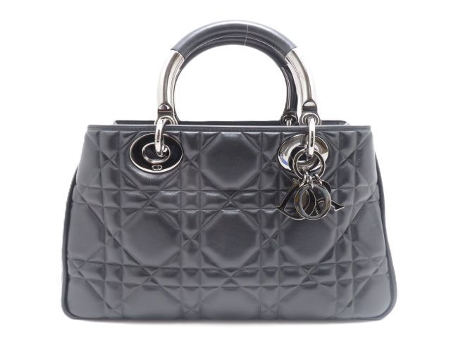 Dior ディオール バッグ カナージュ レディディオール2wayバッグ ブラック/SV レザー ﾊﾞｯｸﾞ ショルダーバッグ レザー ブラック/SV レディース【中古】431