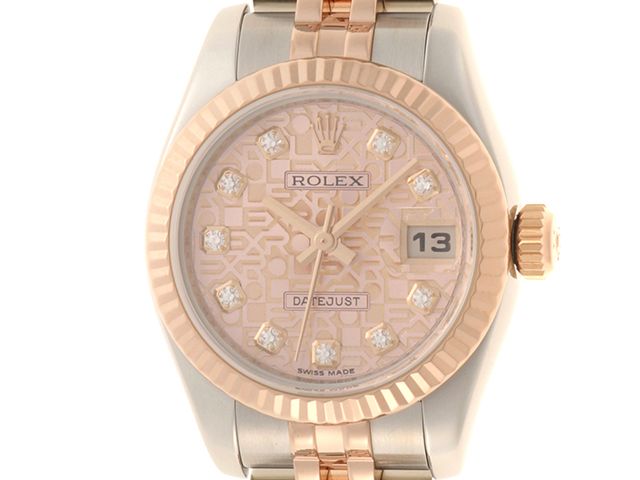 ROLEX ロレックス ウォッチ デイトジャスト 時計 179171G 腕時計 ステンレススチール ピンク文字盤 シルバーホリコン レディース【中古】431