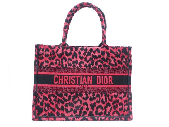 Dior ディオール バッグ レオパード ブックトート ミディアム ブラック/ピンク キャンバス ﾊﾞｯｸﾞ トートバッグ キャンバス ブラック/ピンク レディース【中古】431