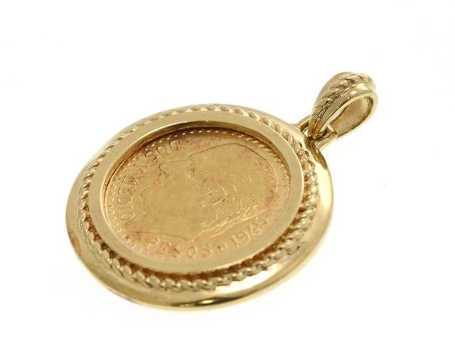 JEWELRY ジュエリー メキシコ金貨 2.5ペソ ドスコイン イダルゴコイン 貴金属･宝石 ペンダントトップ K18イエローゴールド K21.6(K22) 5.8g【中古】【473】