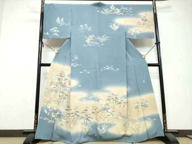 平和屋着物●訪問着　友禅　作家物　風景草花籬文　暈し染め　正絹　逸品　DABI9708ud 33,800円