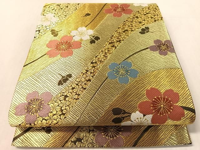 平和屋着物●六通柄袋帯　舞桜　金糸　正絹　逸品　CABL6094vp 18,200円