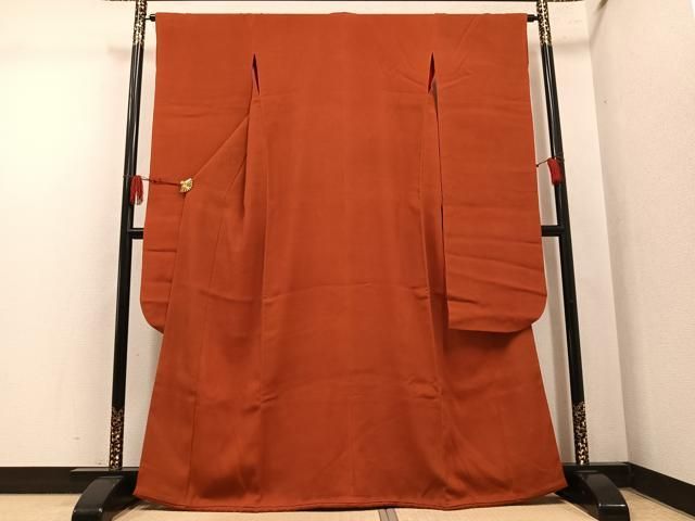 平和屋本店●アンティーク　大正ロマン　振袖　色無地　赤丹色　正絹　逸品　AABL8823ph 27,885円