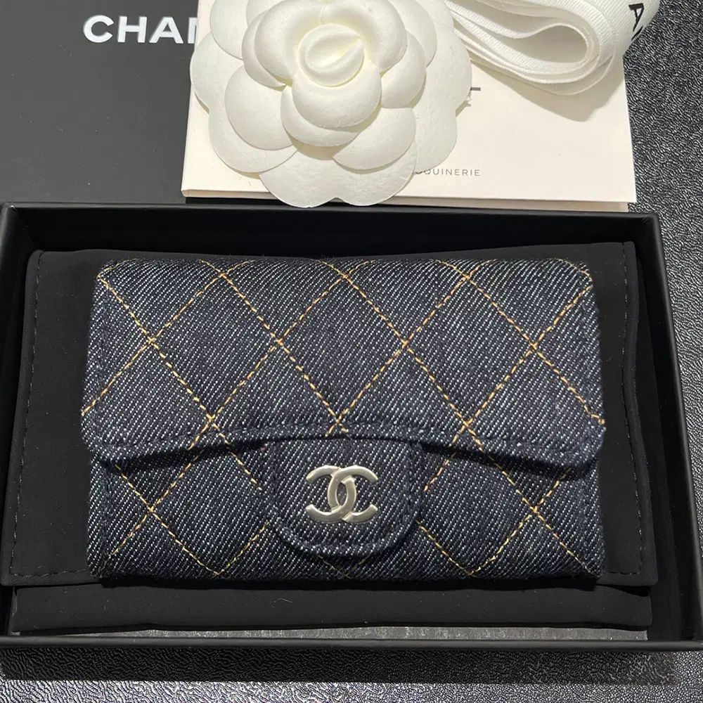 レディース/CHANEL シャネル カードウォレット/Classic デニム キルティング フラップ カード ホルダー デニム DARK BLUE