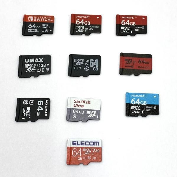 【中古】ｹﾞｰﾑOP）マイクロSDカード 64GB microSDcard 10枚まとめ　データ消去済み フォーマット済み [95][240095316505]
