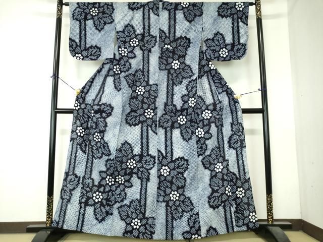 平和屋着物∴夏物　浴衣　有松鳴海絞り　枝花文　綿　逸品　DABI8840cd