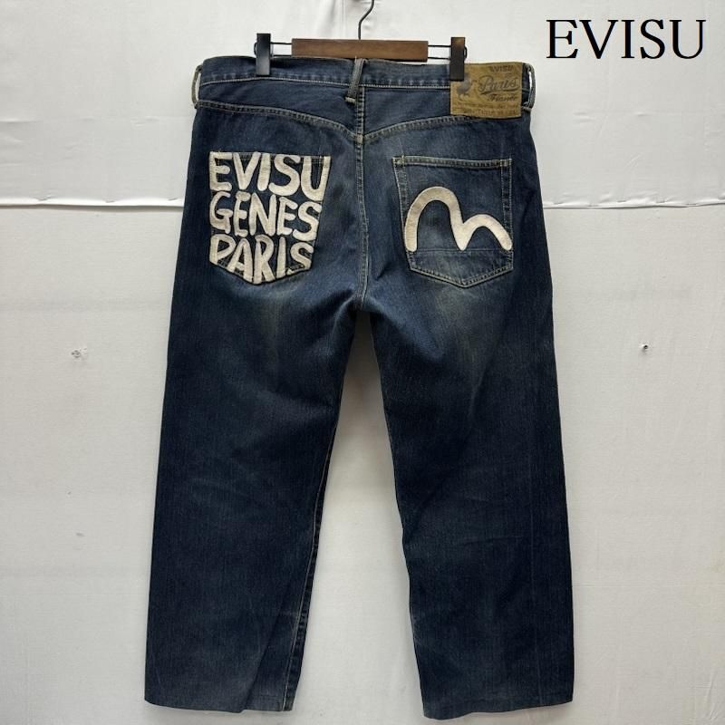EVISU PARIS デニムパンツ ジーンズ カモメ刺繍 エヴィス W38 EVISU PARIS カモメ 刺繍 ボタンフライ デニム パンツ