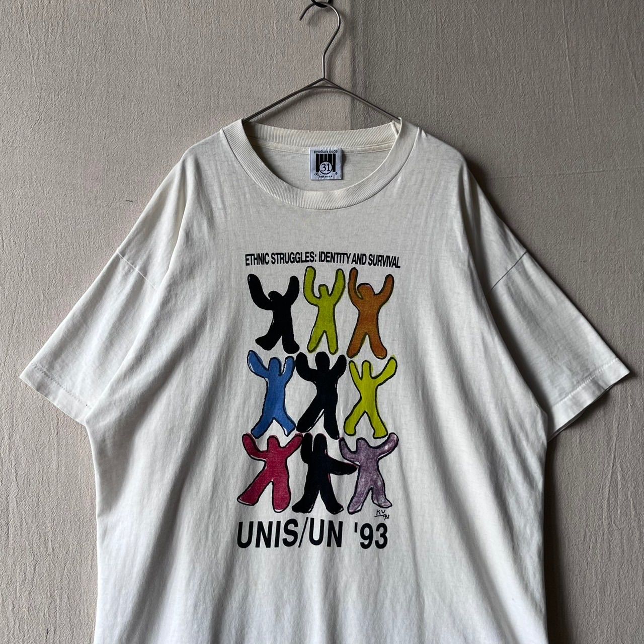 USA製 90s Vintage Tシャツ / XL コットン ホワイト 人 プリント 半袖 ビンテージ T6-07127-9431