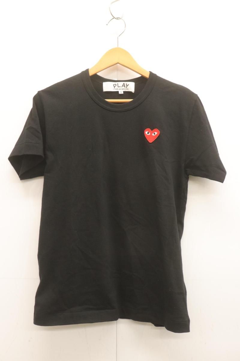 【中古】 PLAY COMME des GARCONS メンズTシャツ S T-Shirt With Red Emblem PLAY COMME des GARCONS S 黒 ブラック AD2025