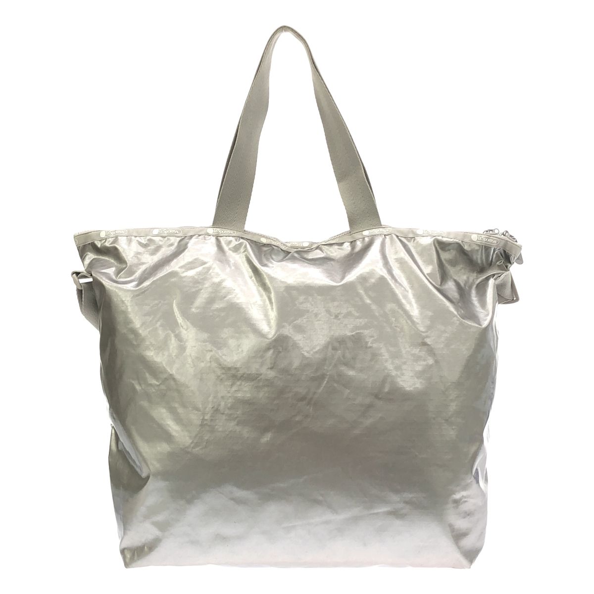 LeSportsac 2way トートバッグ 1974 テープロゴ シルバー LARGE 2 WAY