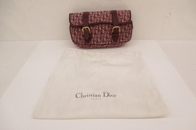 優良品 ディオール Dior トロッター メッセンジャーバッグ キャンバス ワインレッド 赤 レディース