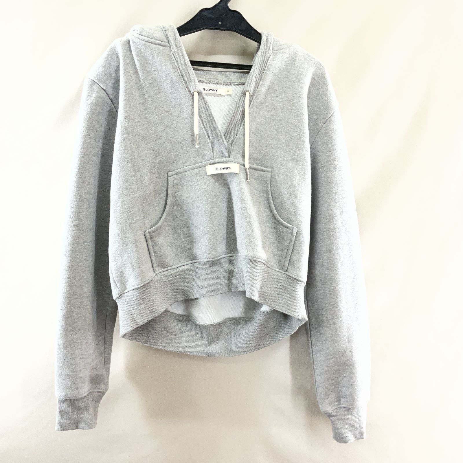 GLOWNY／グロウニー CIAO V CUT HOODIE 灰系 グレー サイズS 【YS0083 