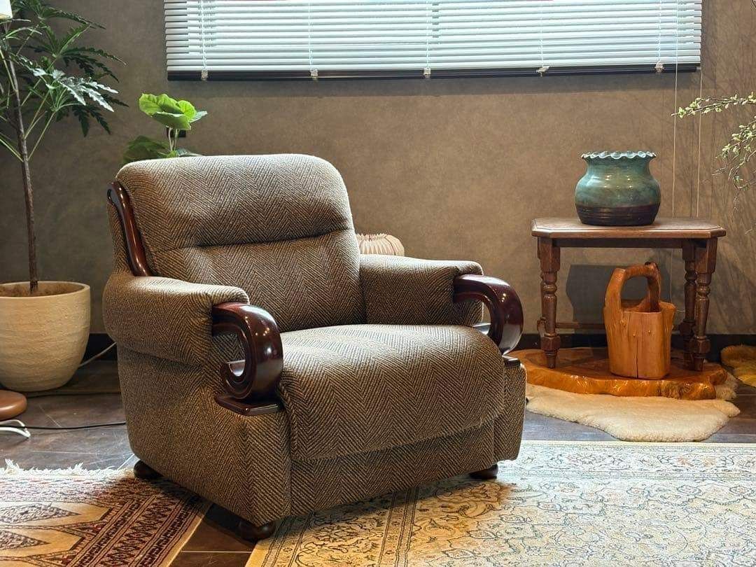 ② 1 seater sofa mid century fabric sofa retro classic H