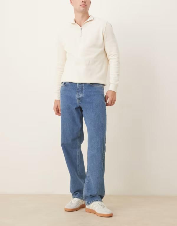 セレクティッド メンズ ボトムス デニムパンツ ジーンズ Selected Kori loose fit jeans in medium Medium blue denim デニム