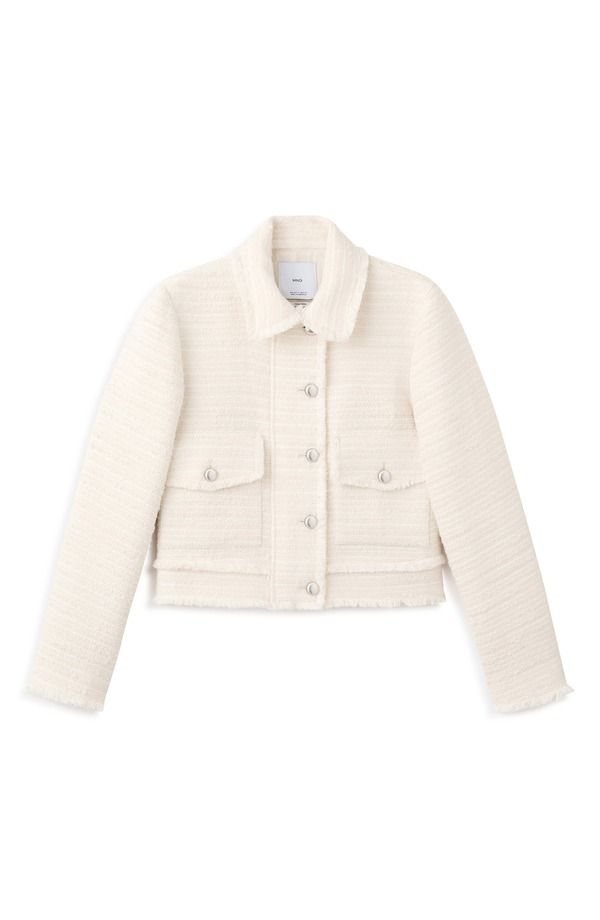 マンゴ レディース アウター ジャケット・ブルゾン ツイード MANGO Tweed Jacket Ecru エクリュ