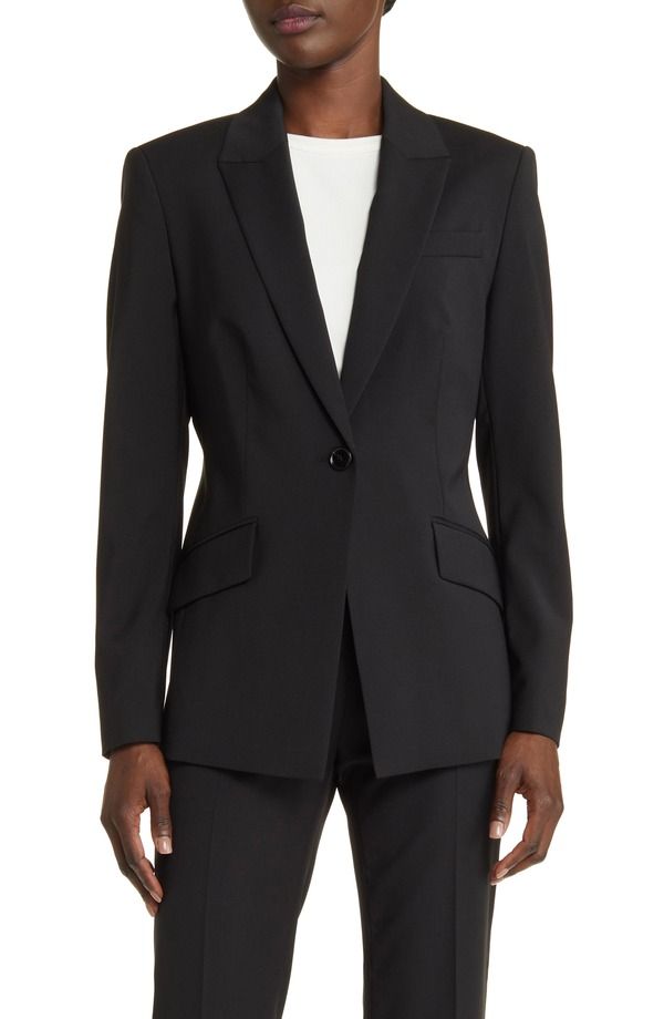 ボス レディース アウター ジャケット・ブルゾン ウール ブレザー BOSS Jabinalah OneButton Virgin Wool Blazer Blk
