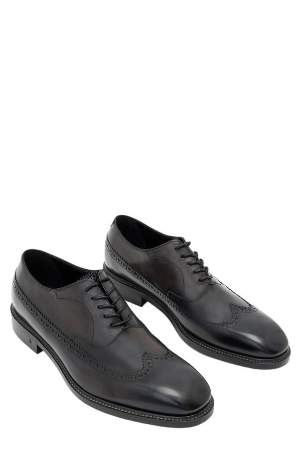ジョンバルベイトス メンズ シューズ オックスフォード レザー John Varvatos Harrison Longwing Leather Oxford Charcoal チャコール