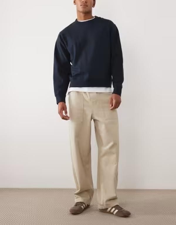 エイソス メンズ ボトムス カジュアルパンツ ASOS DESIGN loose straight pants in stone with fatigue pocketsTONE ストーン