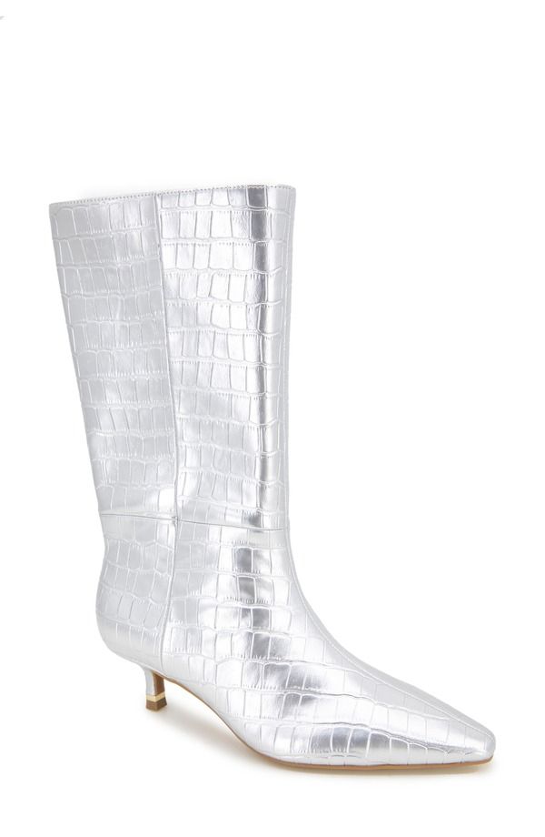 ケネスコール レディース シューズ ブーツ・レインブーツ ヒール Kenneth Cole Meryl Pointed Toe Kitten Heel Boot Silver Croco シルバー 40,170円
