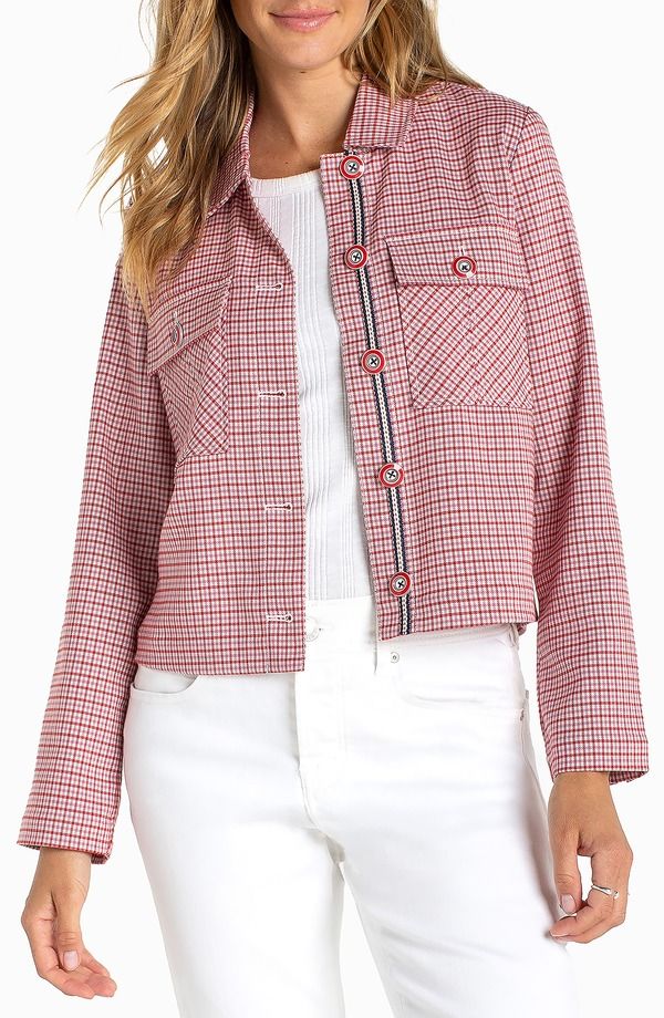 リヴァプール ロサンゼルス レディース アウター ジャケット・ブルゾン Liverpoolos Angeles Tattersall Plaid Jacket Cherry Red Tatt Plai