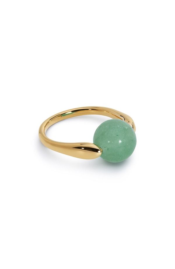 モニカヴィナダー レディース アクセサリー 指輪 Monica Vinader x Kate Young Round Stone Ring 18Ct Gold Vermeil Green Av グリー