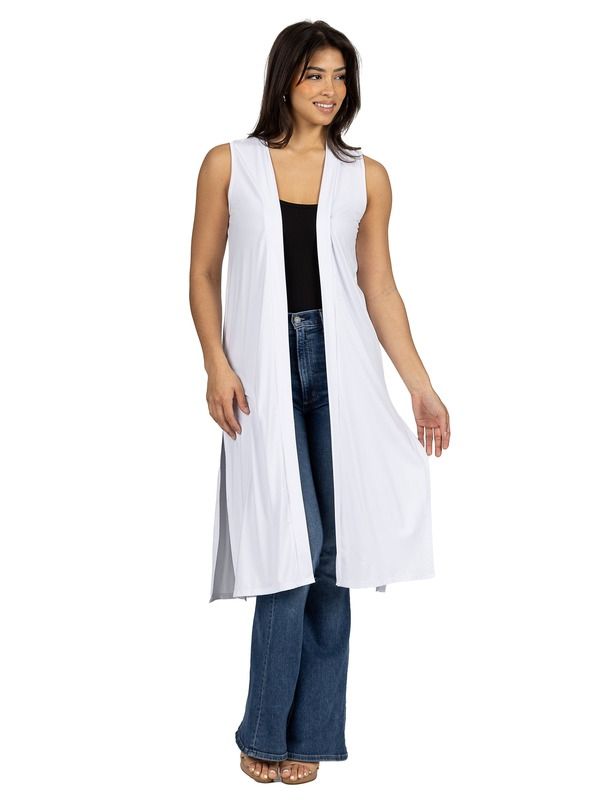 24 セブンコンフォート レディース アウター ジャケット・ブルゾン サイドスリット ベスト ノースリーブ カーディガン 24seven Comfort Apparel Sleeveless Long