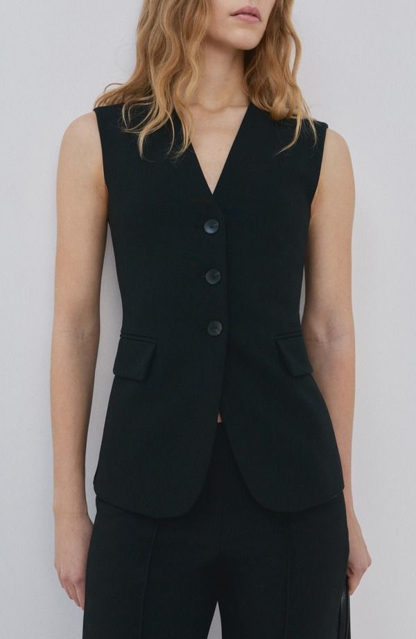 マンゴ レディース アウター ベスト MANGO Corset Back Vest Black ブラック