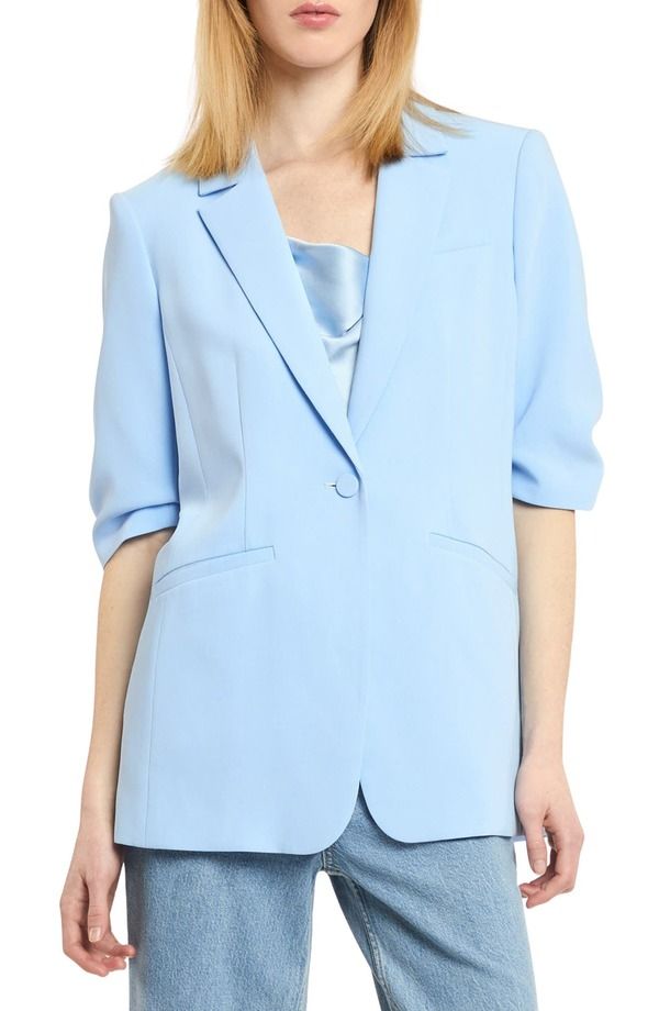 サンク セプト レディース アウター ジャケット・ブルゾン 半袖 ブレザー Cinq Sept Khloe ShortSleeve Blazer Blue Wisteria ブルー