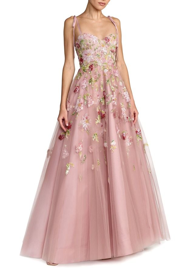 マックダガル レディース トップス ワンピース チュール フラワー柄 フラワー Mac Duggal Floral Embellished Tulle Ballgown Mocha モカ 97,790円