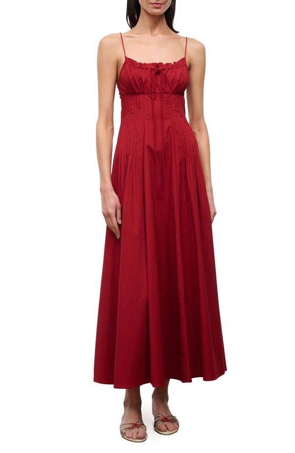 スタウド レディース トップス ワンピース ノースリーブ コットン マキシ STAUD Margi Sleevelesstretch Cotton Maxi Dress Rouge