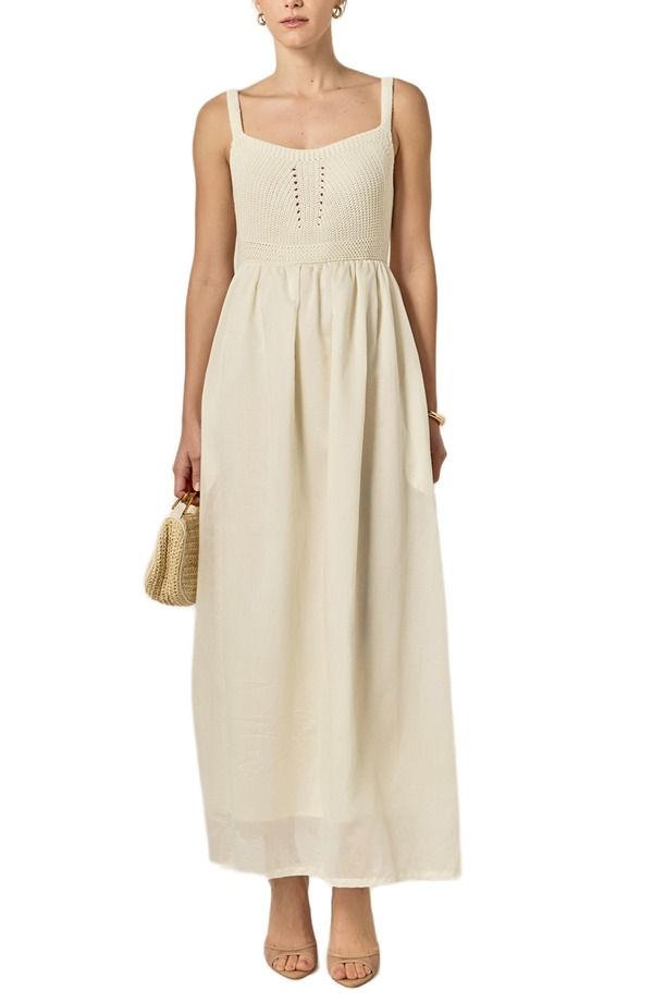 イングリッシュファクトリー レディース トップス ワンピース オープンバック English Factory Mixed Media Open Back Dress Cream クリーム